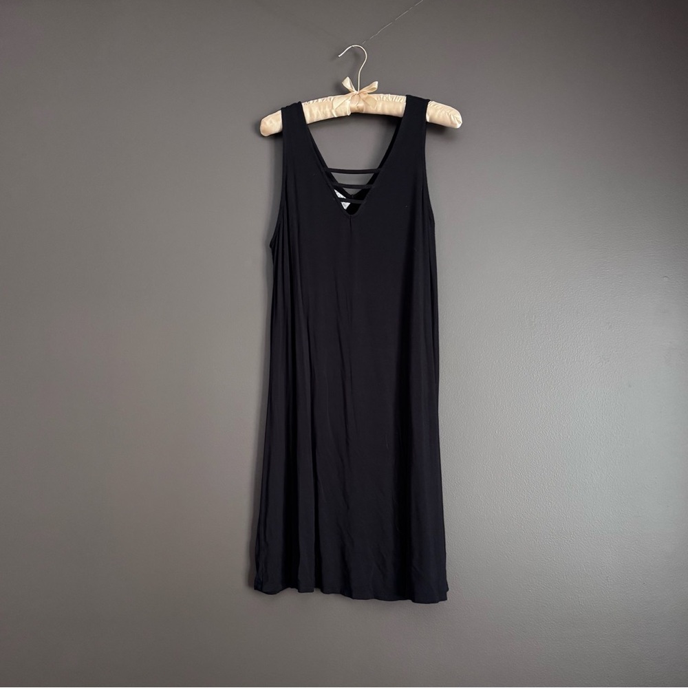 Black Sleeveless Dress with Strappy Front
